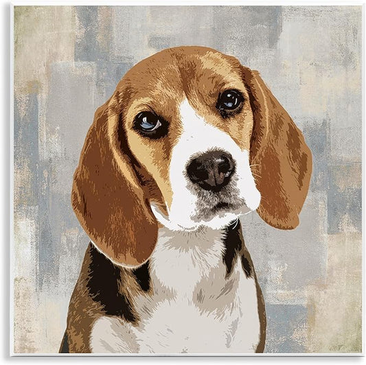 Stupell Industries Dog Beagle Patiently Waiting Abstract Backdrop Pet Collage, Design by Keri Rodgers
