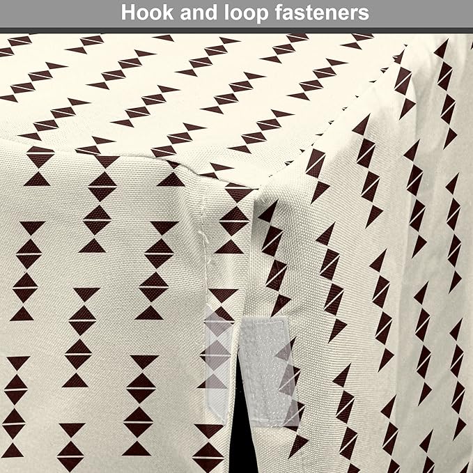 Lunarable Contemporary Brown Dog Crate Cover, Pattern of Repeating Triangular Simple Modern Concept, Easy to Use Pet Kennel Cover for Small Dogs Puppies Kittens, 22 Inch, Eggshell and Seal Brown
