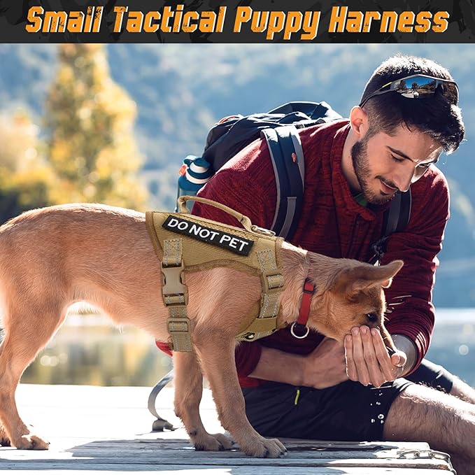 Tactical Dog Harness for Small Dogs, Breathable Mesh Dog Vest Tactical Puppy Harness with Handle, Reflective Military Dog Vests Harness for Outdoor Training Walking