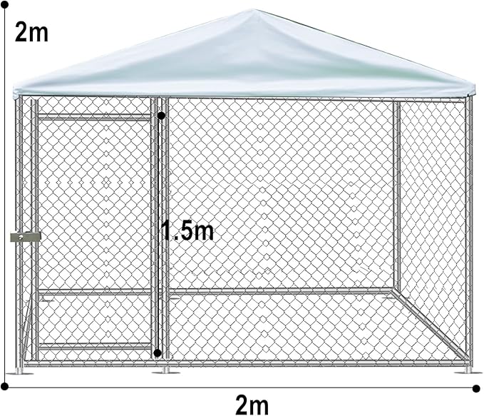 Large Outdoor Dog Kennel 6.6 x 6.6FT, Heavy Duty Outdoor Heavy Duty Dog Enclosure, Waterproof UV-Resistant Cover and Secure Lock for Backyard Farm 78" L x 78" W x 60" H