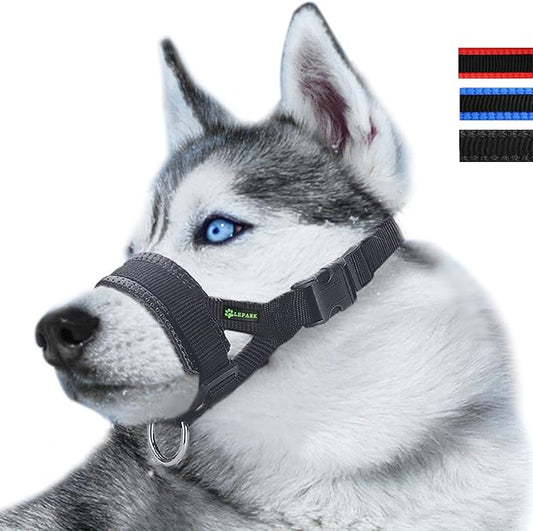 Nylon Dog Muzzle for Small,Medium,Large Dogs Prevent from Biting,Barking and Chewing,Adjustable Loop(XXL/Black)