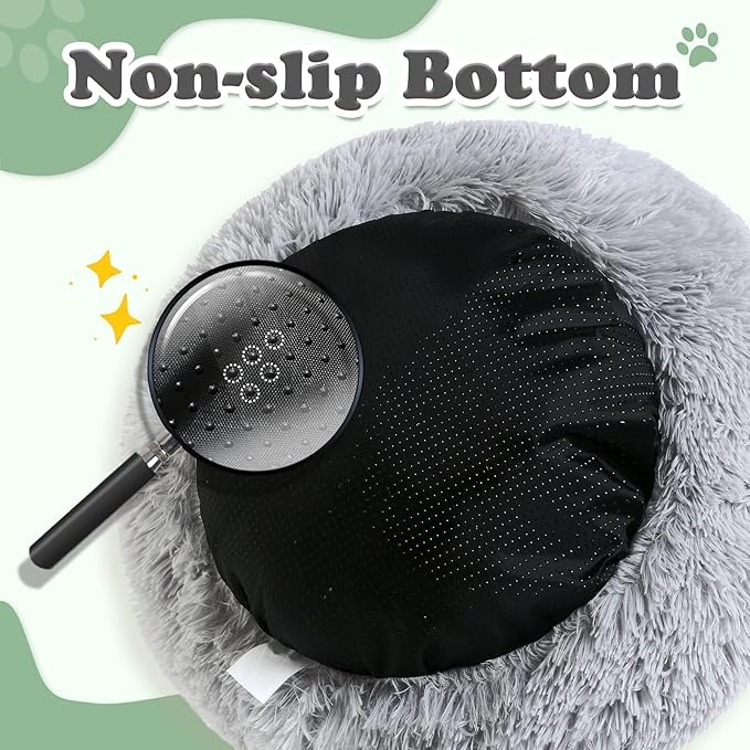 JOLLYVOGUE Dog Beds, Calming Large Dog Bed, Anti-Anxiety Dog Beds Large Sized Dog, Fluffy Donut Dog Bed, Cozy Dog Cat Cushion Bed for Medium Large Dogs (27"/30"/36")