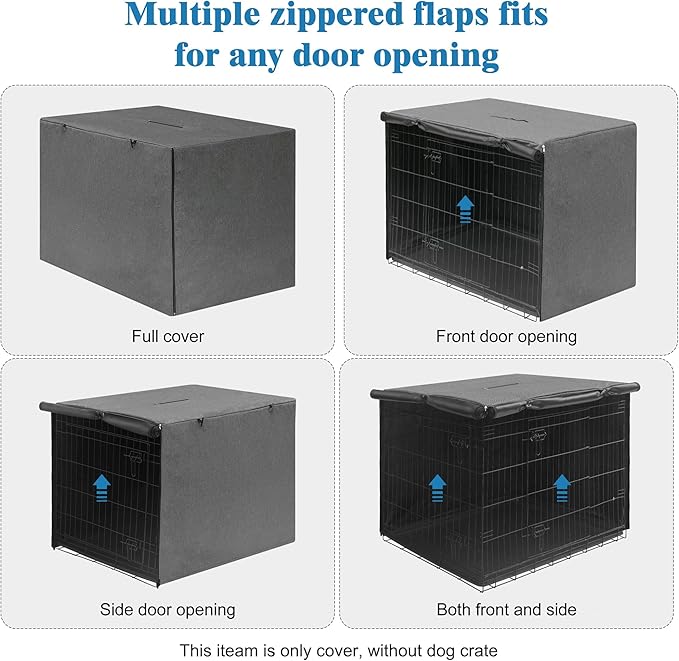 Deblue Indoor 54 Inches Dog Crate Cover, Privacy Durable Polyester Pet Kennel Covers Universal Fit for Wire Crate (Grey)