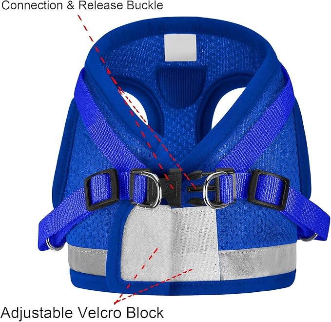 Cat Harnesses for Small Dogs - Cat Harnesses and Leashes for Walking, Adjustable Reflective Step in Dog Harness for Small Dog and Cat(Blue, S (11.8” – 13.3”)