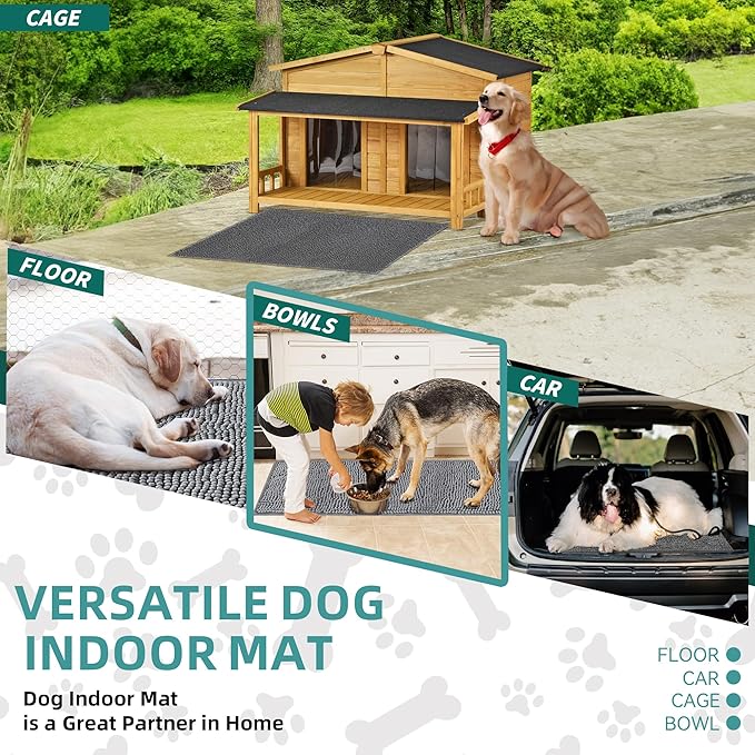 Mud Mats for Dogs Large Soft Microfiber Dog Mat for Muddy Paws Absorbent Dog Door Mat with Non Slip Backing Dog Rugs for Muddy Paws Quick Dry Mud Mat for Entry & Indoor (24”X36”, Grey)