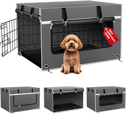 24Inch Dog Crate Cover. Super Thick Light-Blocking Fabric. 24’’L×18’’W×20’’H Heavy-Duty Dog Crate Cover. Suitable for Most Wire Dog Crates, for Indoor and Outdoor Use, Gray(Cover Only)
