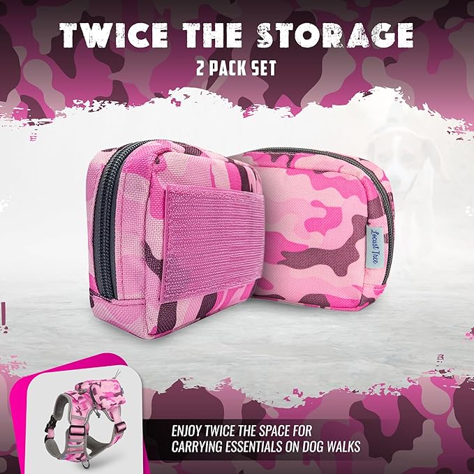 2 Pack Molle Pouches for Dog Harness - Tactical Dog Pouch for Dog Backpack Harness - Dog Saddle Bag Tactical Dog Gear - Tactical Dog Harness Bag for Carrying Treats, Poop Bags, Keys & more (Pink Camo)