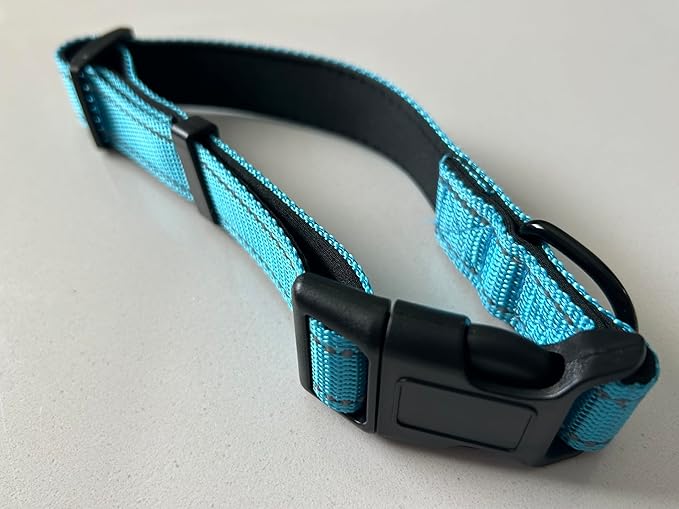 Generic Reflective Dog Collar,Soft Neoprene Padded Breathable Nylon Pet Collar Adjustable for Large Dogs,Blue,L