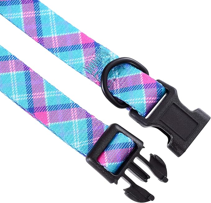 Mile High Life Dog Collar | Cute Puppy Collars | Lightweight Girl Dog Collar | Soft Boy Dog Collars | w Geometric Ocean Wavy Pattern (Green/Red, Small)