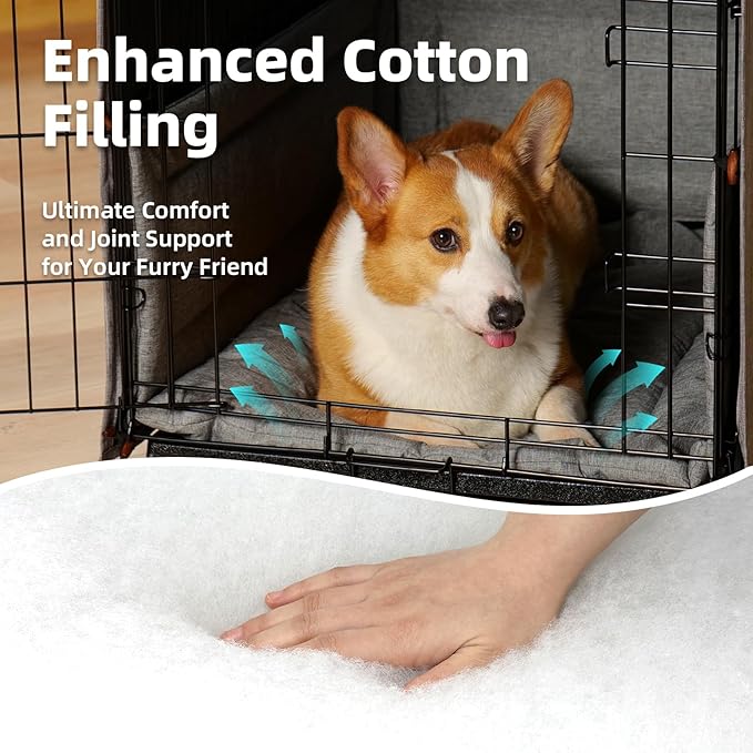 3-Piece Waterproof Dog Crate Cover Set with Kennel Cover, Bed Mat & Bumper Pad - Washable Pet Crate Accessories Fit for 42 Inch Dog Cages (42", Gray)