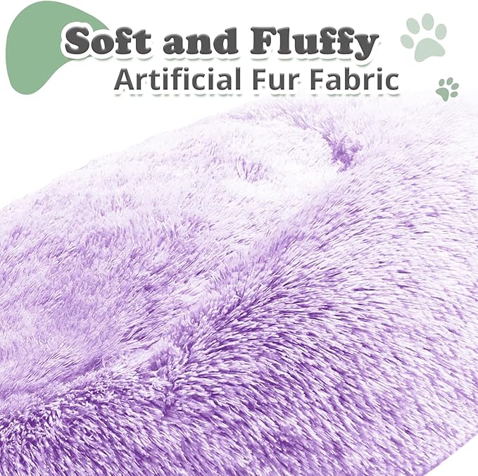 JOLLYVOGUE Dog Beds, Calming Small Dog Bed, Anti-Anxiety Dog Bed for Small Dogs, Fluffy Donut Dog Bed, Cozy Dog Cat Cushion Bed for Small Medium Dogs and Cats (20")