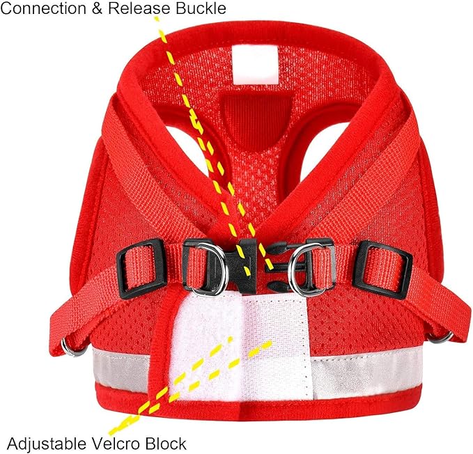 Cat Harnesses for Small Dogs - Cat Harnesses and Leashes for Walking, Adjustable Reflective Step in Dog Harness for Small Dog and Cat (Red, XS (10.2” – 11.4”))