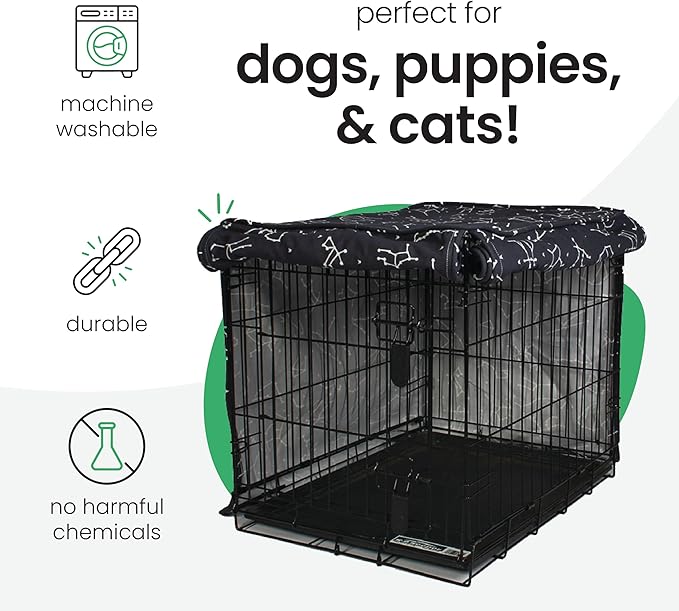 Molly Mutt Rocketman Dog Crate Cover, 100% Cotton Canvas Cover with 2 Roll-Up Panels, Ideal for Dog or Cat Crate, Durable, Washable, and Free of Harmful Chemicals, 30" x 21" x 24"