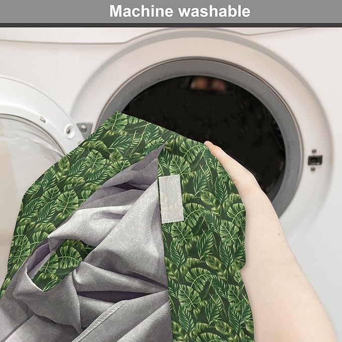 Lunarable Hunter Green Dog Crate Cover, Tropical Palm Leaves Exotic Plants Hawaiian Trees Jungle Natural Design, Easy to Use Pet Kennel Cover for Medium Large Dogs, 42 Inch, Fern Green