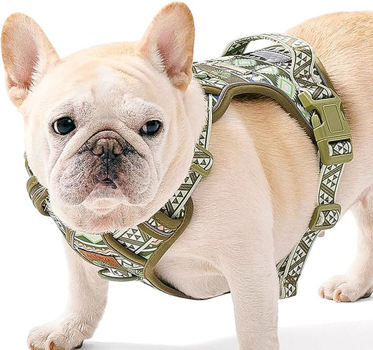 Dog Harness for Medium Sized Dog No-Pull Pet Harness with 2 Leash Clips, Adjustable Soft Padded Dog Vest, Reflective Pet Oxford Vest with Easy Control Handle for Medium Dogs, French Bulldog, M