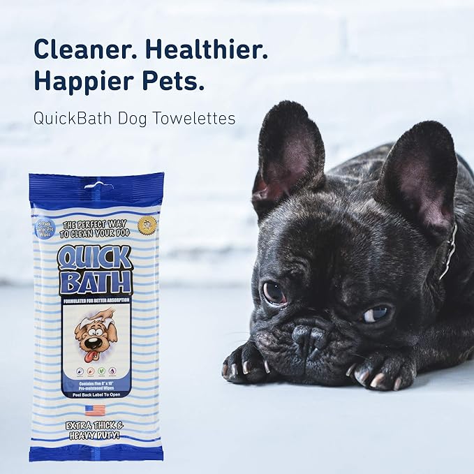 International Veterinary Sciences IVS Quick Bath Dog Towelettes, Removes Odor, Extra Thick and Heavy Duty for Small/Medium Dogs, Made in the USA, 10 Count Pack