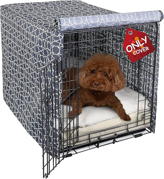 Explore Land Pattern Dog Crate Cover for 42 Inches Wire Cage, Heavy-Duty Polyester 1 2 3 Doors Standard Metal Pet Kennel Enclosure (Morocco)