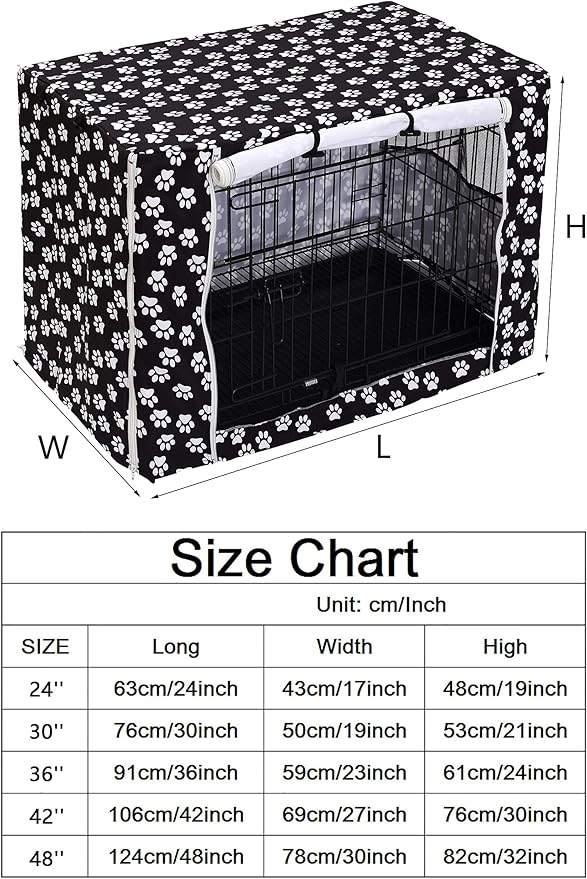 Pethiy Dog Crate Cover Durable Polyester Pet Kennel Cover Universal Fit for Wire Dog Crate - Fits Most 30 inch Dog Crates - Cover only-Black-30