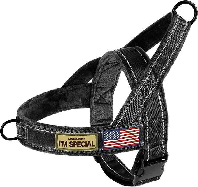 PET ARTIST Soft Flannel Padded No Pull Dog Tactical Harness for Medium Large Dog,Quick Fit Reflective Strip Escape Proof Dog Vest Harness