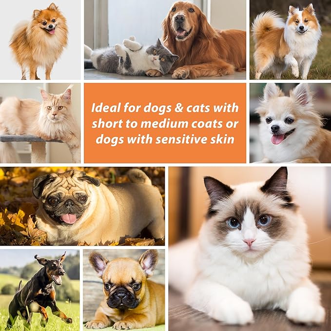 Dog Grooming Shedding Brush - 17mm Short Metal Pin Deshedding Dog Cat Brush - Long Short Haired Dogs Cats Brushes - Indoor Pets Dog Cat Comb with Rubber Handle