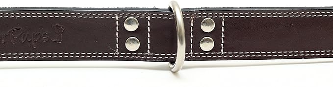 Premium Leather Collars with Stainless Steel Buckles (21"-24", Chocolate)