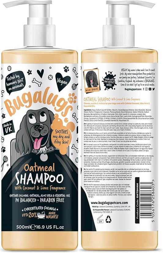 Oatmeal & Aloe Vera Dog Shampoo Dog Grooming Shampoo Products for Smelly Dogs with Fragrance, Oatmeal Puppy Shampoo, Professional Vegan pet Shampoo & Conditioner