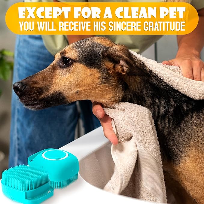 2Pcs Dog Bath Brush Scrubber - Dog Bath Brush with Soap Dispenser Dog Soap Scrubber Pet Bath Brush Pet Shampoo Brush for Dogs Bath - Dog Shampoo Brush