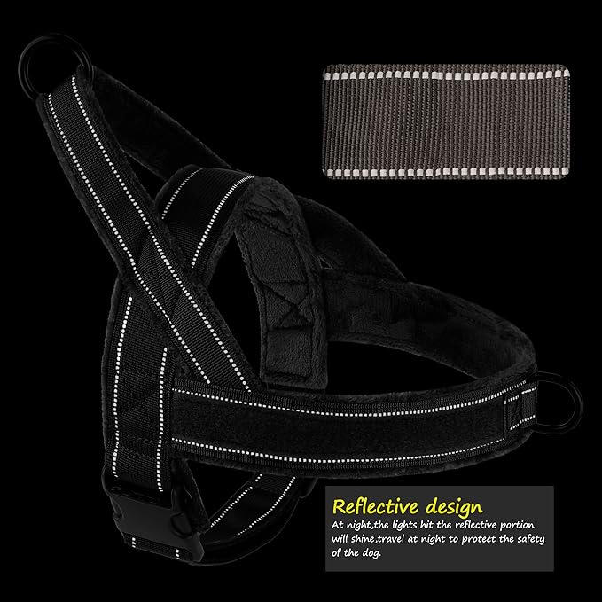 PET ARTIST Soft Flannel Padded No Pull Dog Tactical Harness for Medium Large Dog,Quick Fit Reflective Strip Escape Proof Dog Vest Harness