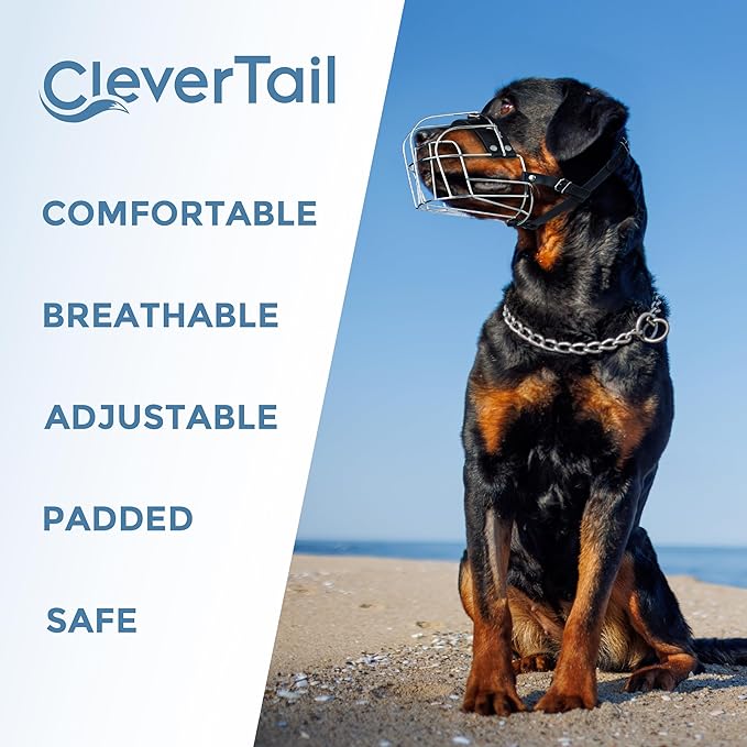 Extra Large Dog Muzzle for Rottweiler – XL Heavy Duty Rottweiler Muzzle – Metal Large Dog Muzzle for Barking and Biting for Rottweiler, Cane Corso, Mastiff and Other Large Breeds