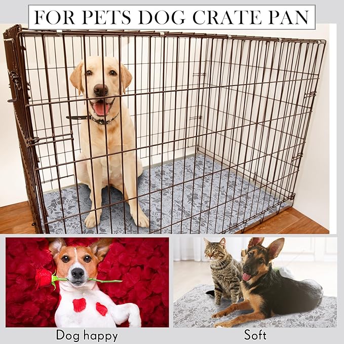 Dog Crate Pan Cover Dog Bed Cover Washable Dog Crate Liner for Pets Dog Crate Tray, Pan Cover Only, Fit for 30 x 19 Inch (Hemp Flower)