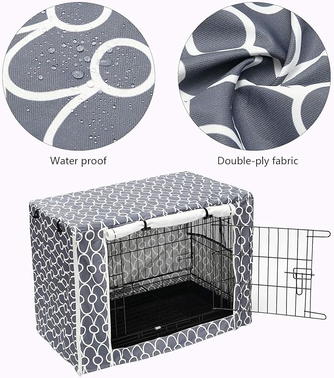 Pethiy Dog Crate Cover Durable Polyester Pet Kennel Cover Universal Fit for Wire Dog Crate - Fits Most 36 inch Dog Crates - Cover only-Gray-36
