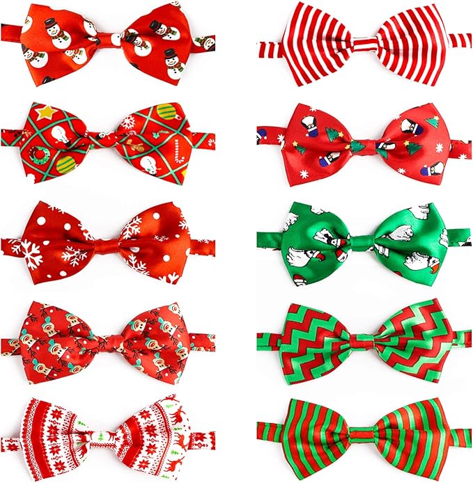 Segarty Dog Bows, 10 PCS Dog Bow Ties, Adjustable Bowties Collar Bowknot, Bulk Pet Dog Grooming Neck Bow for Small Medium Girl Dogs Puppy Cats Christmas New Year Halloween Wedding Holiday Photography