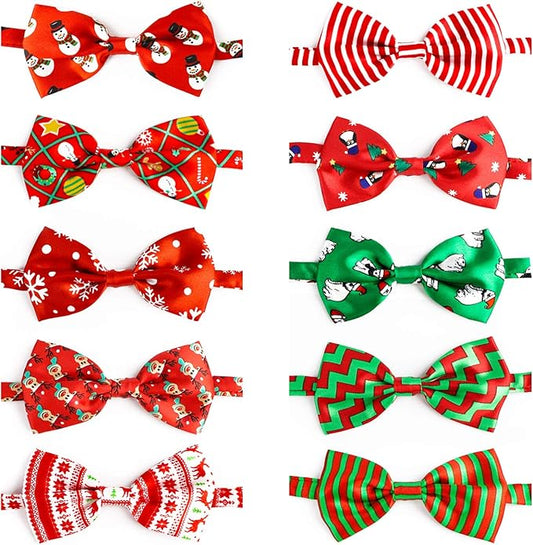Segarty Dog Bows, 10 PCS Dog Bow Ties, Adjustable Bowties Collar Bowknot, Bulk Pet Dog Grooming Neck Bow for Small Medium Girl Dogs Puppy Cats Christmas New Year Halloween Wedding Holiday Photography