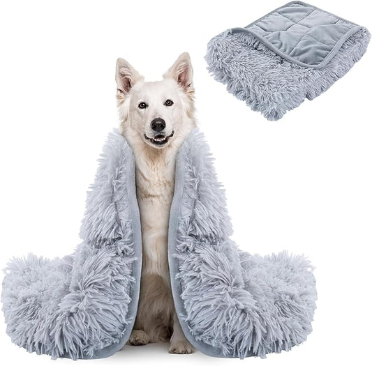 BALAPET Fluffy Weighted Blanket for Dogs, 7 Layers Soft Faux Fur Blanket for Pets Separation Anxiety,Relaxation and Calming,Perfect for Thunderstorm Firework Car Travel and Camping,Machine Washable(L)