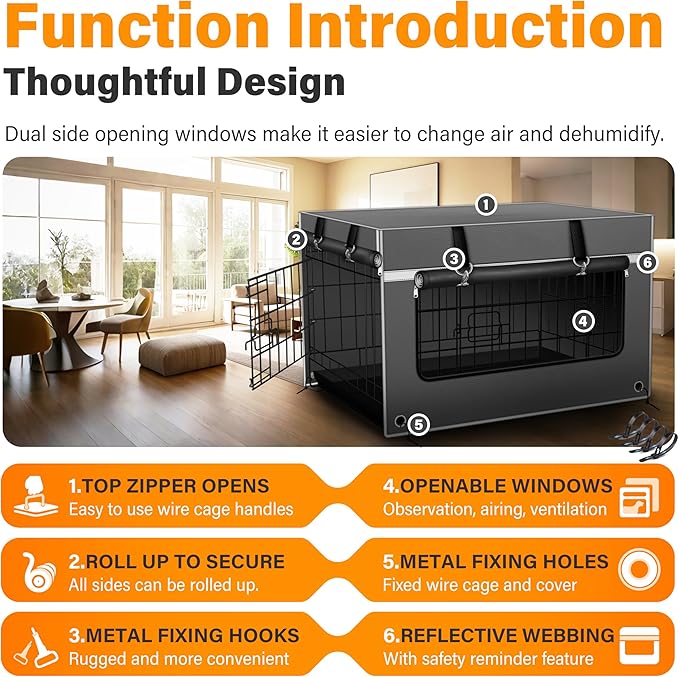 24Inch Dog Crate Cover. Super Thick Light-Blocking Fabric. 24’’L×18’’W×20’’H Heavy-Duty Dog Crate Cover. Suitable for Most Wire Dog Crates, for Indoor and Outdoor Use, Gray(Cover Only)