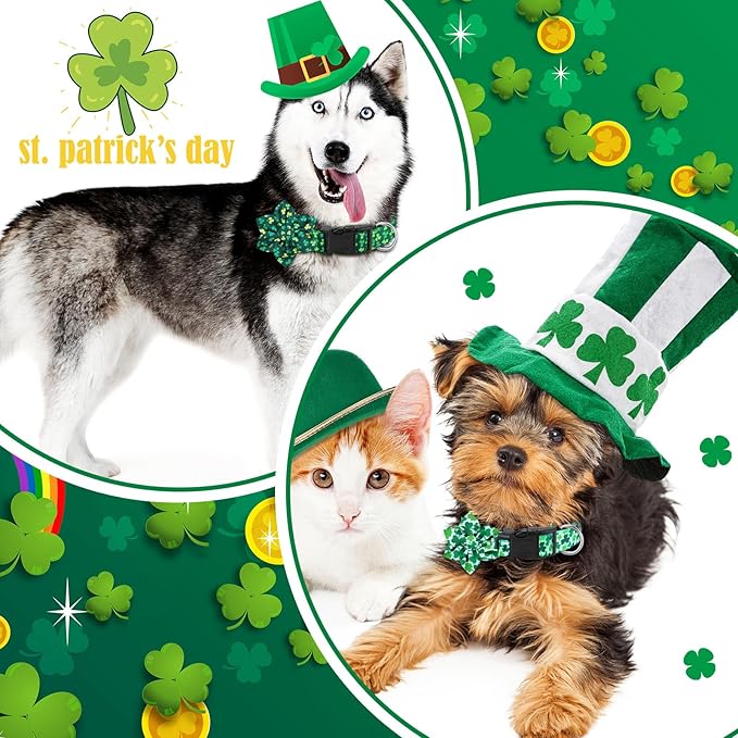 6 Pcs Valentine's Day Dog Collar with Flower Adjustable Valentine's Day Loving Heart Printed Collar for Dogs Holiday Safety Buckle Nylon Dog Collar for Female Male Small Medium Large Pet Dogs(Medium)