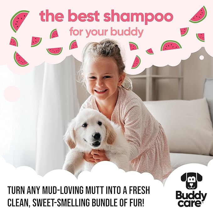 Watermelon Dog Shampoo by Buddycare | Deep Cleansing Shampoo for Dogs | Watermelon Scented | with Aloe Vera and Pro Vitamin B5 (16.90oz)