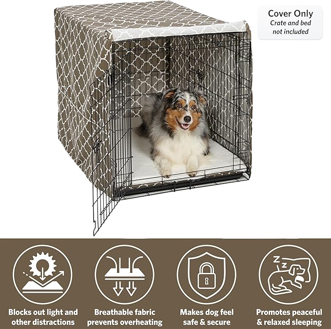 MidWest Homes for Pets Dog Crate Cover, Privacy Dog Crate Cover Fits Midwest Dog Crates, Crate Cover Only; Machine Wash & Dry; Brown Geo Print; 42 inch
