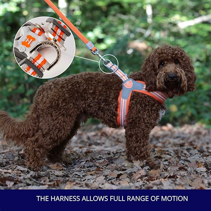 HUGO & HUDSON Easy Walk Dog Harness, Adjustable Quick Dry No-Pull Pet Harness, Orange, Size 2