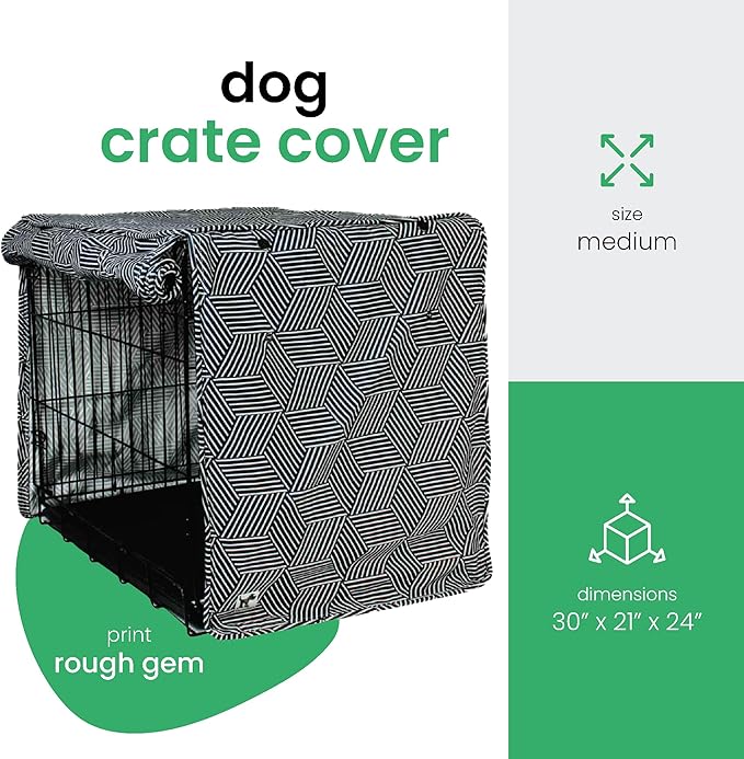 Molly Mutt Rough Gem Dog Crate Cover, 100% Cotton Canvas Cover with 2 Roll-Up Panels, Ideal for Dog or Cat Crate, Durable, Washable, and Free of Harmful Chemicals, 30" x 21" x 24"