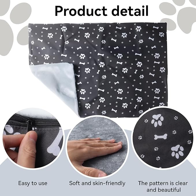 Klmnop Washable Dog Crate Pan Cover, Reversible Cool Side & Warm Side Dog Bed Liner for 36 Inch Pet Cage, Pan Cover Only(Grey)