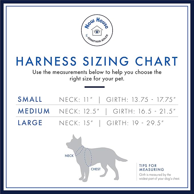 Now House for Pets by Jonathan Adler Pets Reversible Harness - Stylish, Fashionable, and Functional - Cute Dog Accessories for Pets, Cute Dog Harness, Dog Walking Harness, Pet Harness for Dogs