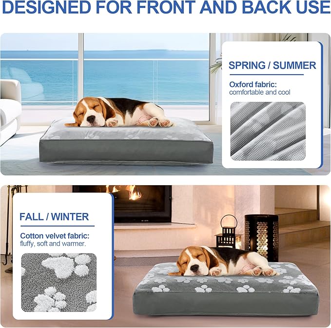 BALAPET Dog Bed Covers,Waterproof Dog Bed Cover Pet Bed Cover with Lovely Dog Paw Print and Double-sided Usable Design Replacement Machine Washable Pet Hair Easy to Remove,Cover Only(Gray,30*30*3.5in)