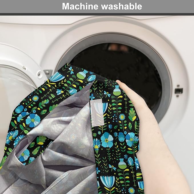 Lunarable Floral Dog Crate Cover, Abstract Flower Bouquets Dragonflies Ladybugs Butterflies on Dark, Easy to Use Pet Kennel Cover for Cats & Medium Dogs, 24 Inch, Blue Green and Charcoal Grey