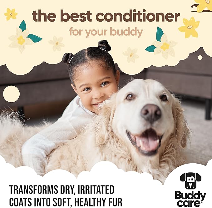 Vanilla & Shea Butter Dog Conditioner (16.90oz) Aloe Vera, Argan Oil & Pro Vitamin B5 to Detangle Matted Coats & Relieve Sensitive & Itchy Skin, Suitable for Puppies from 8 Weeks, Vegan