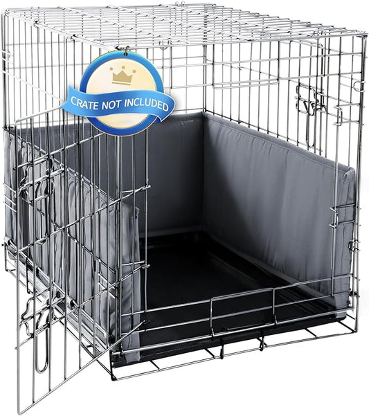 Hombys Dog Crate Bumper with Ties - Soft Crate Accessory -Kennel Cover - Training Pads for Front Door Crates, 48"x30", Gray
