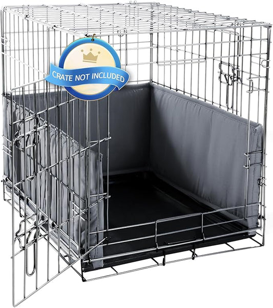 Hombys Dog Crate Bumper with Ties - Soft Crate Accessory -Kennel Cover - Training Pads for Front Door Crates, 24"x18", Gray