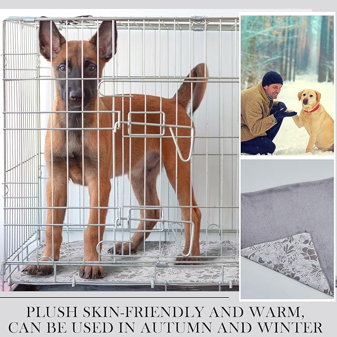 Dog Crate Pan Cover Dog Bed Cover Washable Dog Crate Liner for Pets Dog Crate Tray, Pan Cover Only, Fit for 30 x 19 Inch (Hemp Flower)
