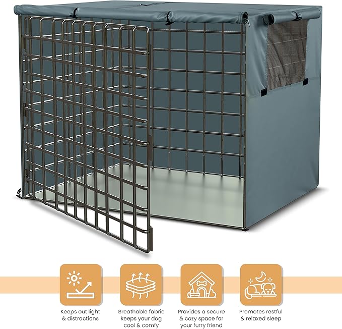 Utopia Home Dog Crate Cover, Waterproof Dog Kennel Cover 42 Inch - Gray, 600D Heavy Duty Dog Cage Cover Universal Fit for Most Wire Pet Crates - 42 x 28 x 30 Inch (Cover Only)