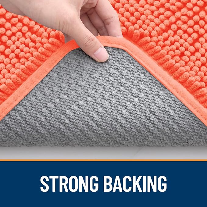OLANLY Dog Door Mat for Muddy Paws 30x20, Absorbs Moisture and Dirt, Absorbent Non-Slip Washable Mat, Quick Dry Chenille, Mud Mat for Dogs, Entry Indoor Door Mat for Inside Floor, Coral